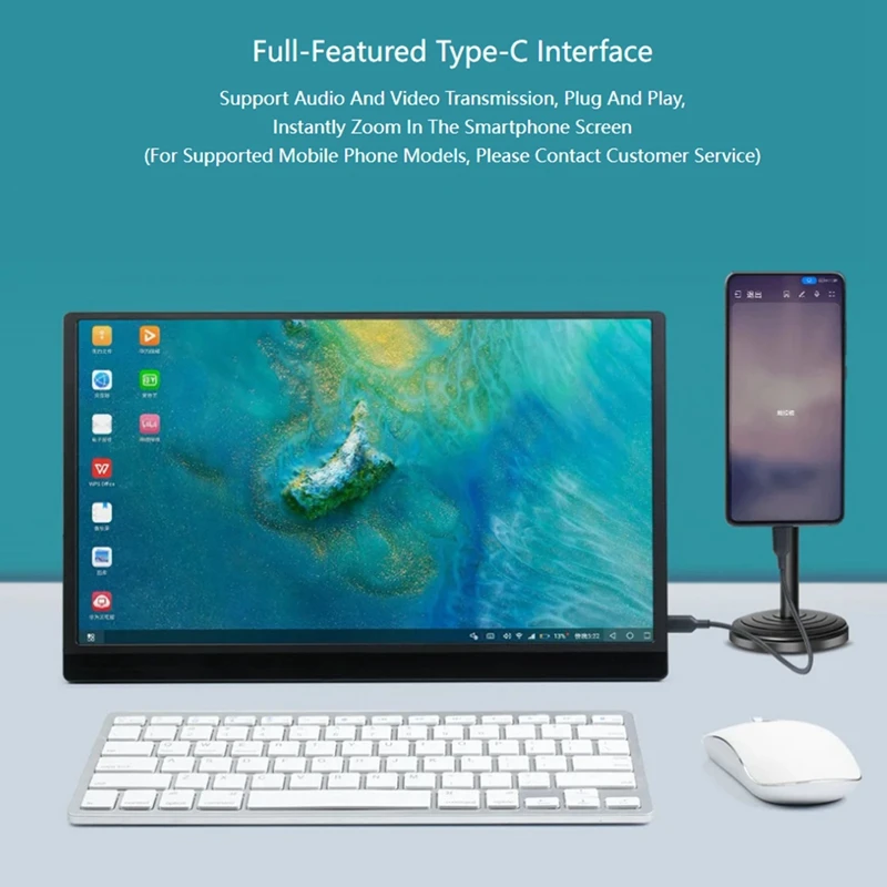 شاشة 15.6 بوصة مع حامل لوحدة التحكم Raspberry Pi/Jetson Nano/PC/Game، شاشة IPS بدون لمس