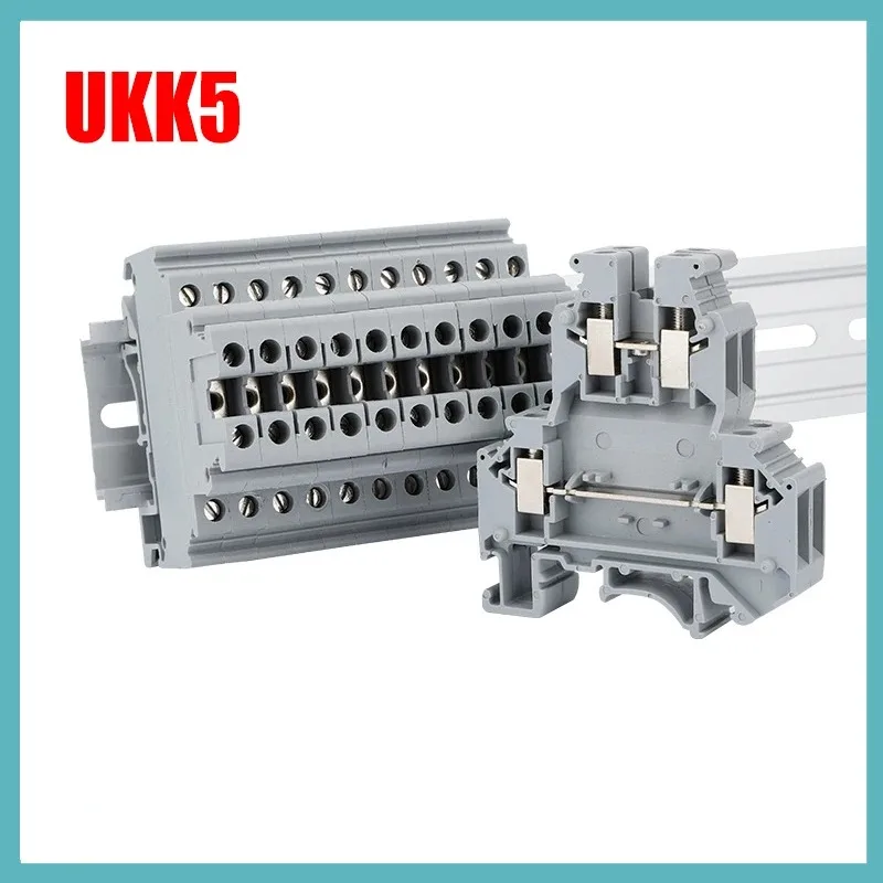 10PCS Wiring Terminal UKK5 Two-in Two-out Pure Copper Combined Rail Terminal Block 2.5 Flat Fame Retardant Materials Connector