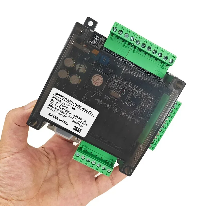 FX3U-14MR PLC Module 24VDC 8 Input 6 Output with RS232 RS485 Modbus for Industrial Automation Analog 6AD 2DA Relay Transistor