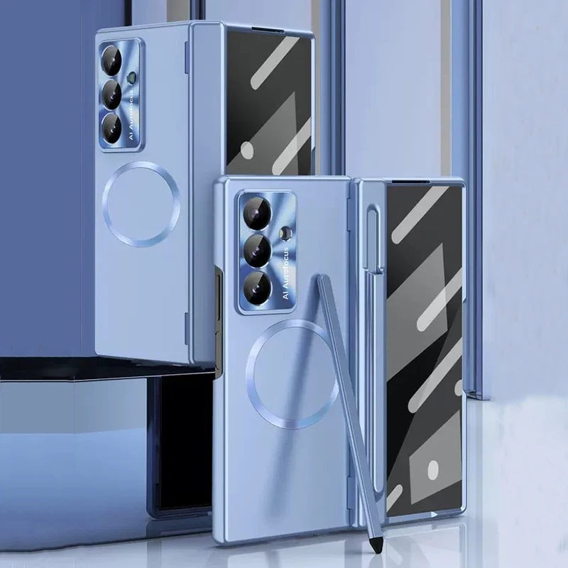 

Чехол Magsafe для Samsung Galaxy Z Fold 8 7 6 5 с защитой от шарниров, защитной пленкой для экрана и ручкой, съемный противоударный чехол для телефона