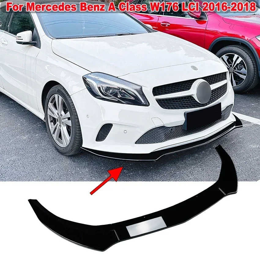 Front Diffuser Bumper Lip Lower Splitters For Mercedes Benz A Class W176 LCI 2016-2018 Body Kit Spoiler Protect Car Accesssories