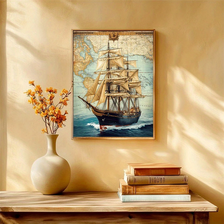 

Sailing Ship World Map 500/1000/1200/2000 PCS Jigsaw Puzzles Family Activity Games DIY Puzzle for Room Home Decor Gift Frameless