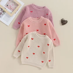 Newborn Baby Girl Sweaters Cute Long Sleeve Heart Embroidery Knit Pullovers Infant Jumper Tops Basics Casual Versatility Daily