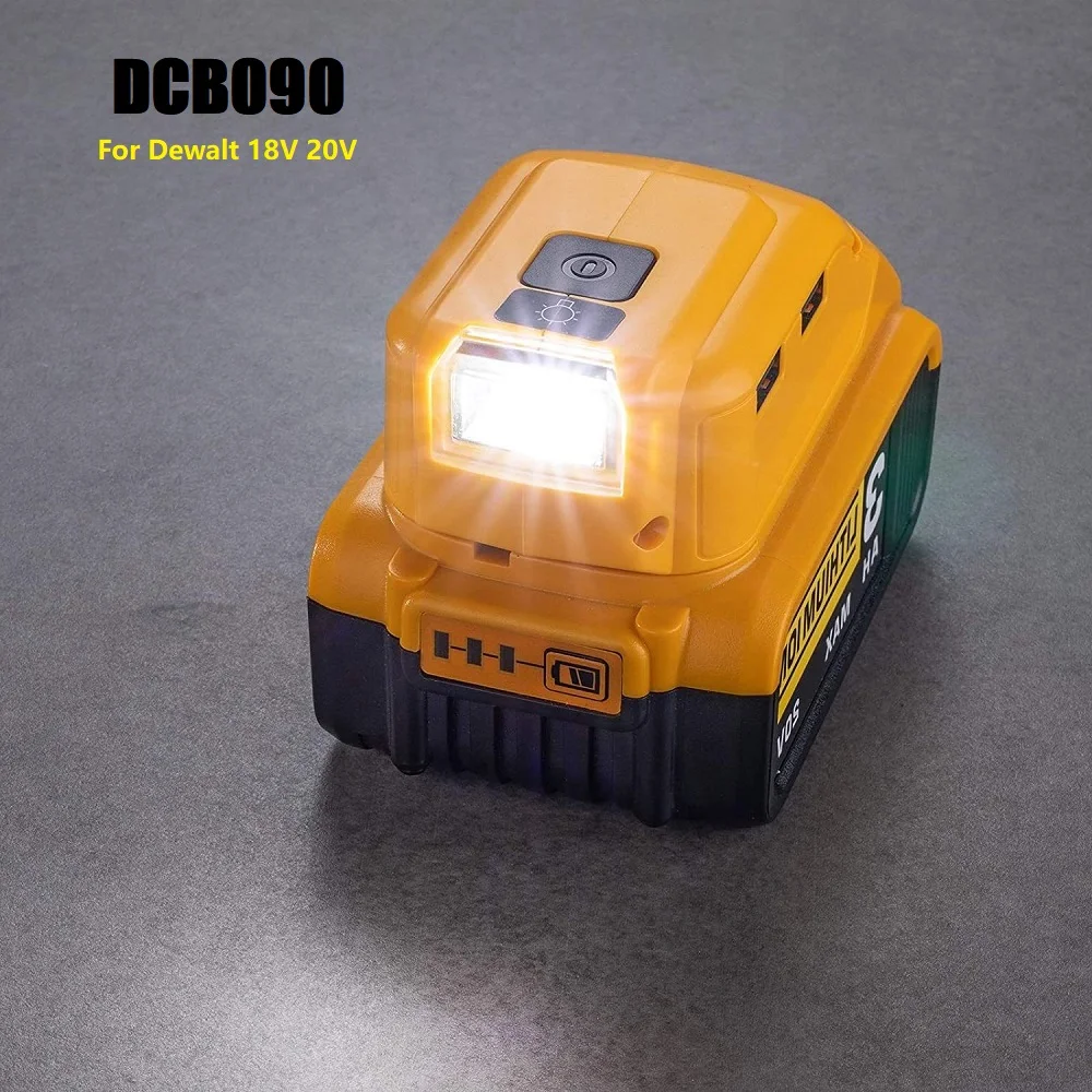 Original Replacement DCB090 Power Source Converter For Dewalt 20v Max 18V Battery Adapter With Dual USB DC 12V LED Work Light