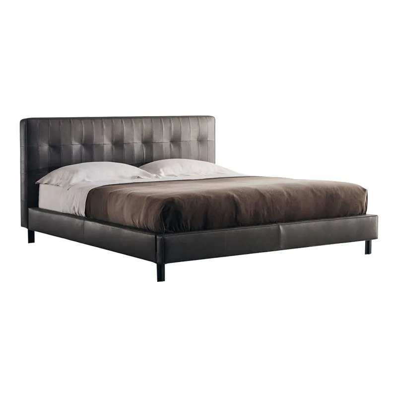 

First layer cowhide bed, Italian minimalist, light luxury leather bed