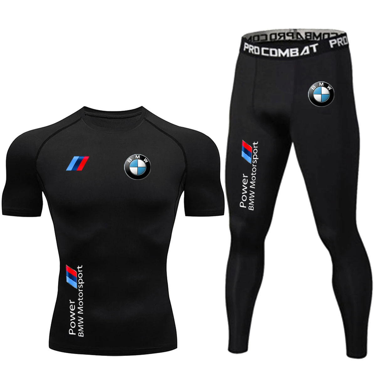 Summer Men's Training Wear BMW Logo Fitness Quick Drying T-Shirt Shorts Two BMW Men's Training Protect Rashes Breathable 2025