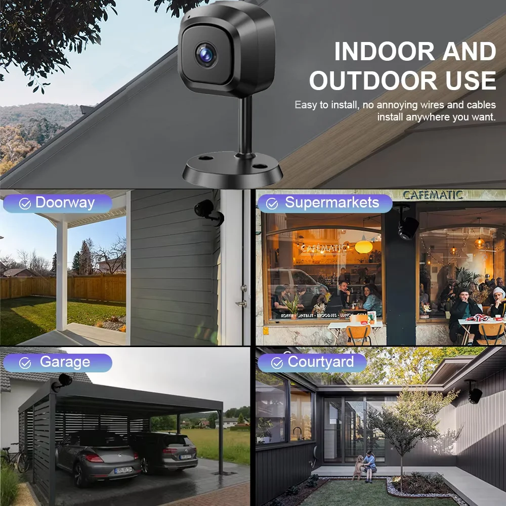 5MP Ultra HD Smart Security Mini Camera Indoor Wireless Battery Powered, Human Detection, Night Vision, O-Kam App Control