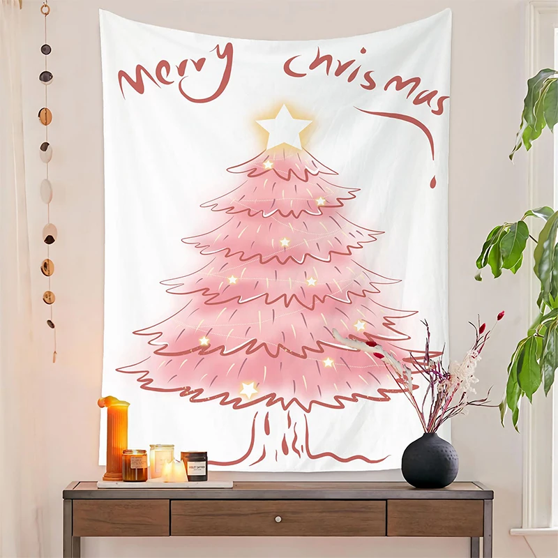 Christmas Tree Tapestry With Lights Decoration Background Hanging Cloth Bedroom Tapestry Room Decor Aesthetic Tapestry Wall Hang