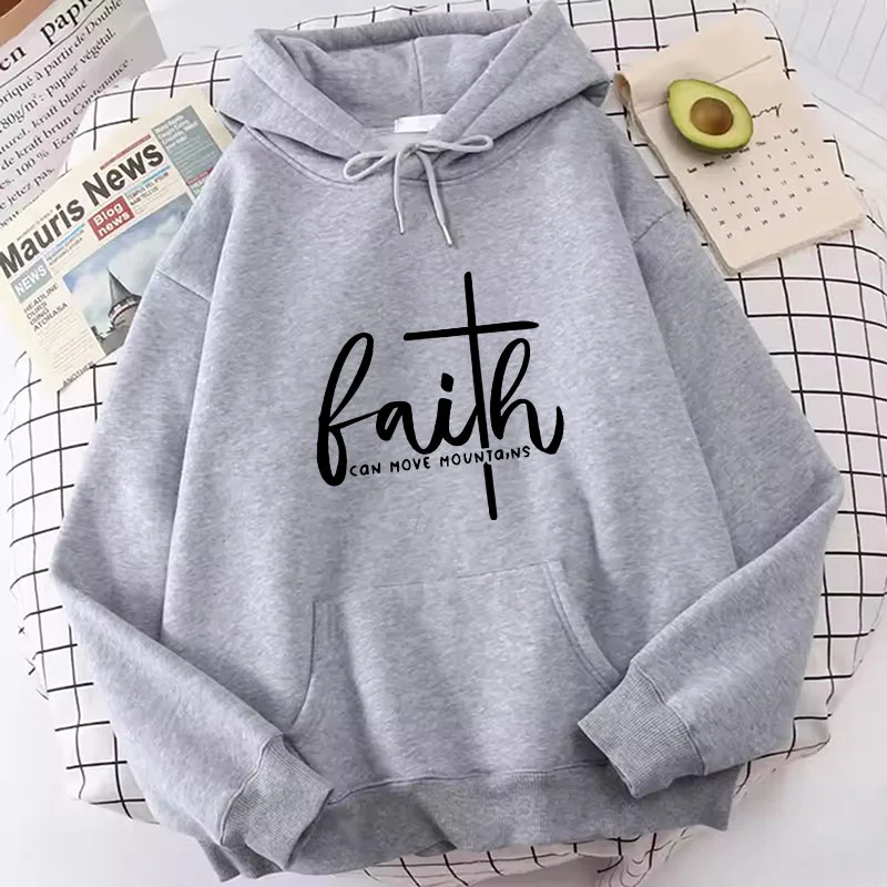 Sudaderas con estampado Faith Can Move Mountain, sudaderas informales para primavera, otoño e invierno, sudaderas con capucha para hombres y mujeres