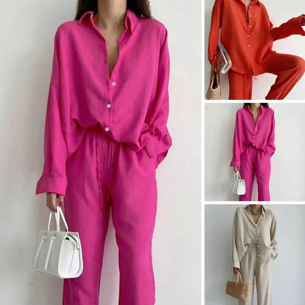 Summer New Women's Two-piece Set Fall Office Lady Loose Long Sleeve Shirt Trouser Fashion Casual 2-piece Set Suit For Women