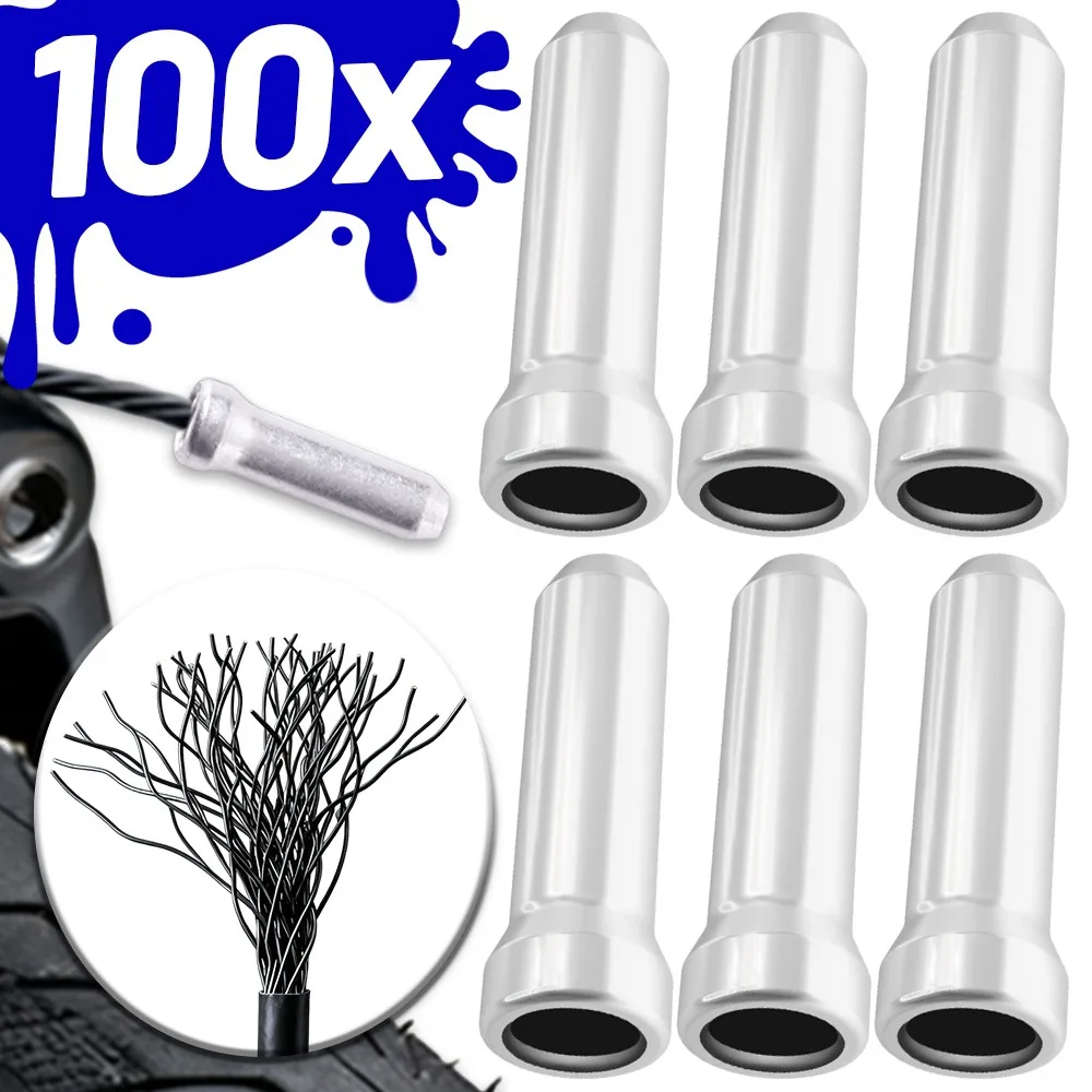 Bike Cable End Caps Aluminum Alloy Silver Road Bicycle Brake Gear Shifter Wire Tips Universal Cycling Replacement Accessories