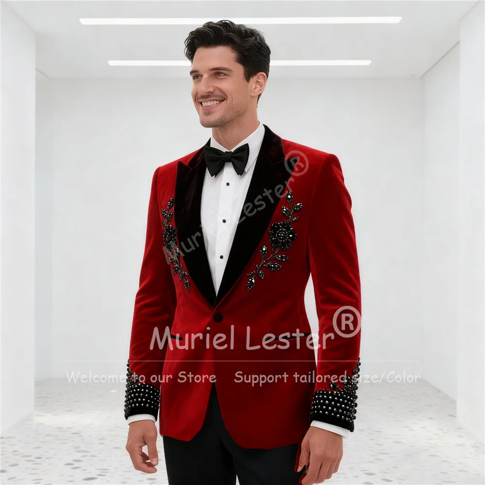 وسيم مطرز الأحجار دعوى الرجال سليم صالح المخملية العريس حفلة موسيقية الحلل تخصيص 2 قطعة مجموعات زي أوم الزفاف سهرة وتتسابق