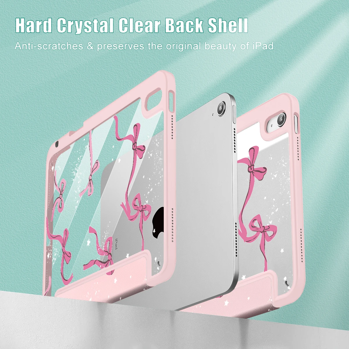 เคส Bow-Pink สำหรับ iPad 11 นิ้ว A16 รุ่นปี 2025 รุ่นที่ 11 / iPad 10.9 นิ้ว รุ่นที่ 10 / 12.9 นิ้ว รุ่นปี 2025 Pro 11 13 M4 2025 Air 4 Air 15