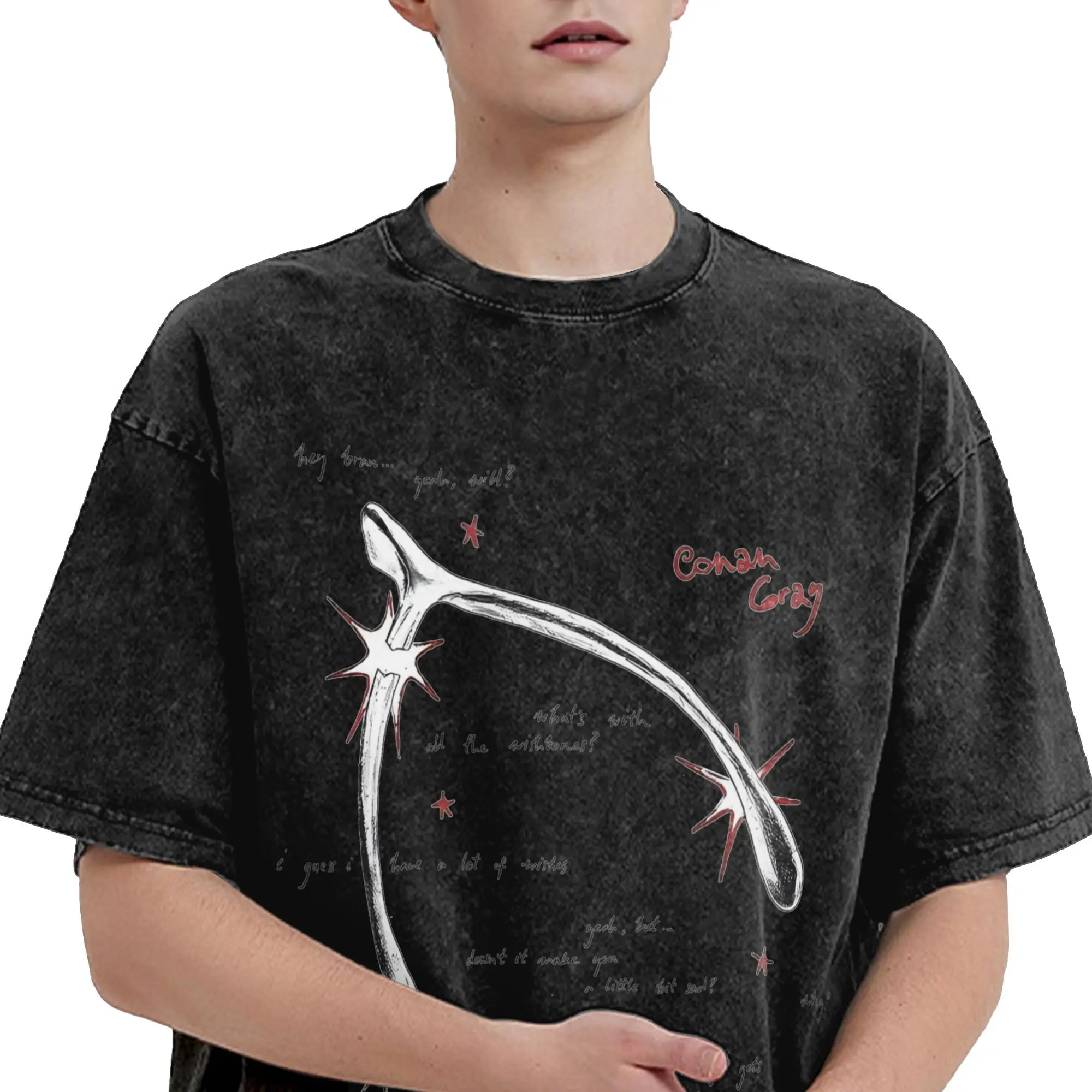 

Conan Gray Wishbone Album Men's T Shirt Washed Amazing Tee Shirt Short Sleeve Round Collar T-Shirts Cotton Birthday Gift Tops
