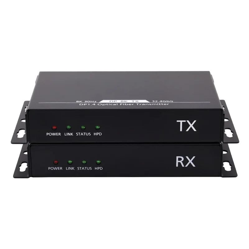 8K 32G DP to Fiber Converter Extend up to 300m via Single Mode Fiber Supports Bi-directional IR RS232