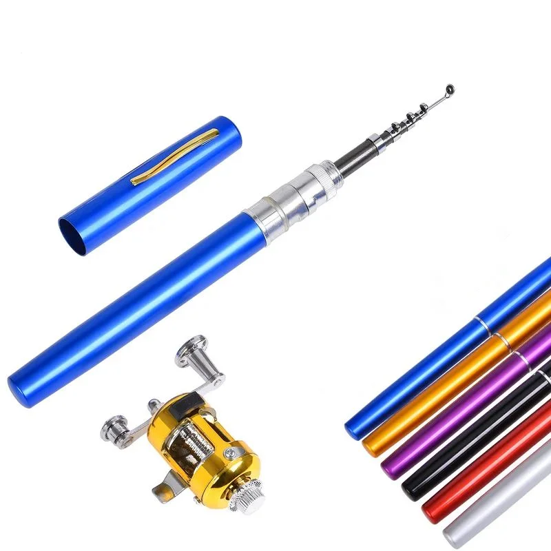 Pocket Size Fishing Rod Set Telescopic Pocket Pen Fishing Rod Fishing Rod and Reel Combo with Mini Trolling Reel