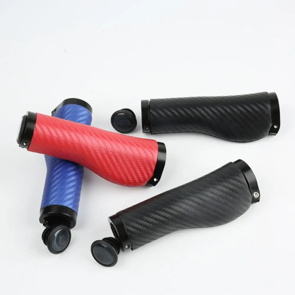 Bike Handlebar Carbon Textured Leather Hand-sewn Grips Riding Equipment Grips Pu Leather 1 Pair Bike Grip Meat Ball