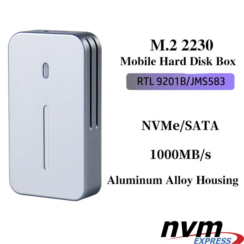 2230 NVMe Enclosure M.2 Mobile Hard Disk Case Aluminum Alloy 10gbps Nvme/Sata Computer Phone SSD Box RTL9210B/JMS583 for SN740