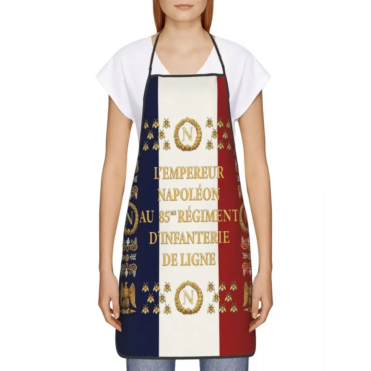 Napoleonic French 85th Regimental Flag Bib Aprons Men Women Kitchen Chef France Fleur De Lis Tablier Cuisine for Cooking Baking