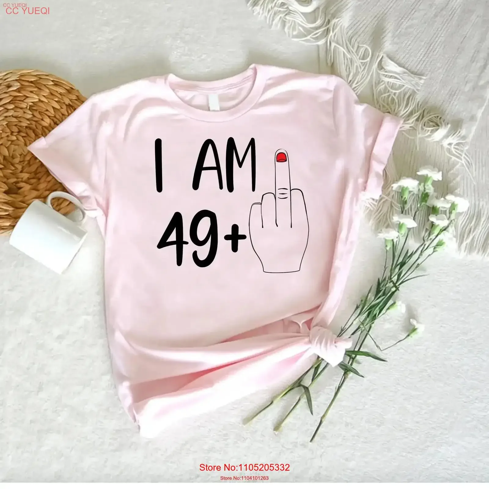 I Am 49 Plus Middle Finger T Shirt 50th Birthday Humor Womens GifT Fifty Outfit Born In 1974 vintage Washed Casual