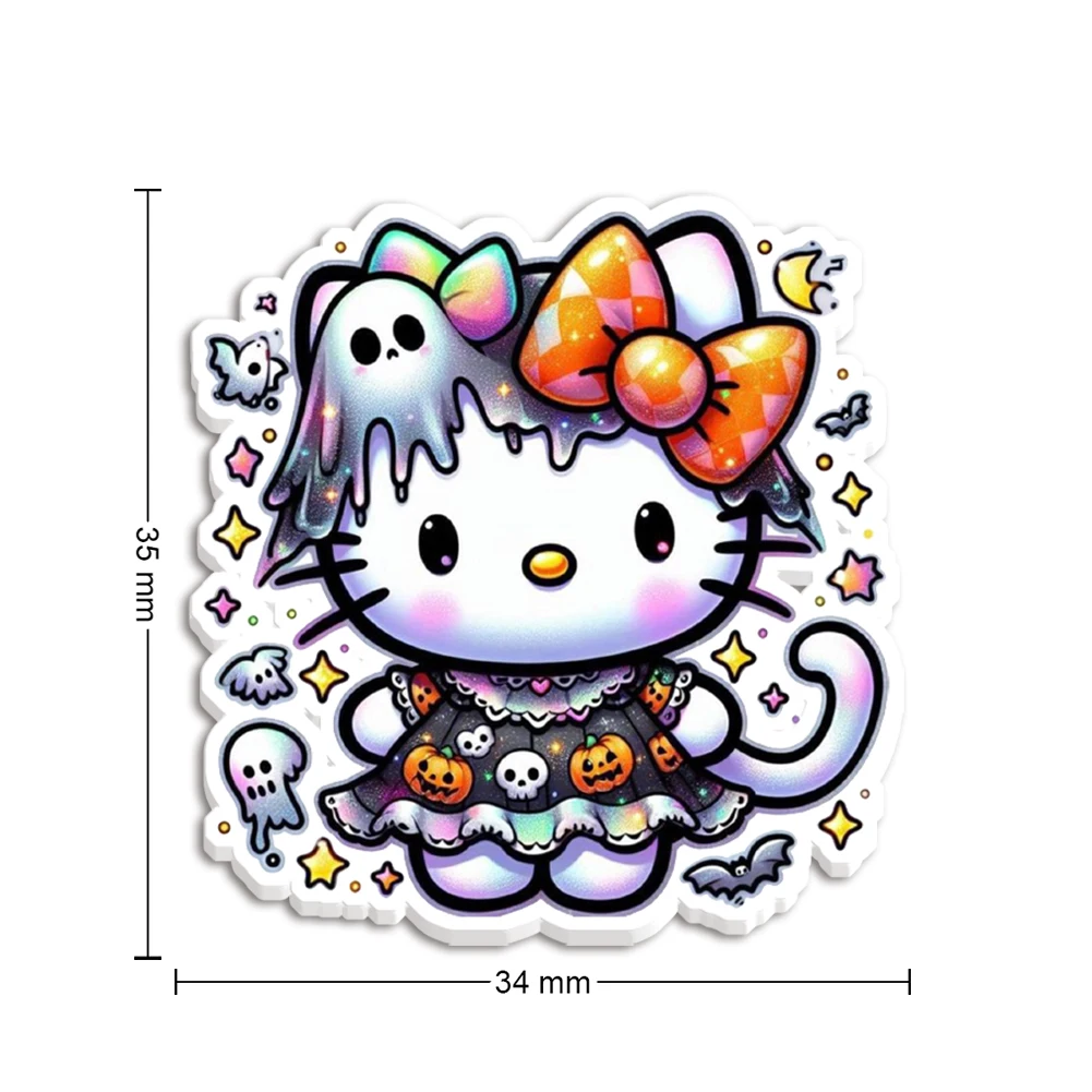 10pcs/lot Sanr Halloween Hello Cat Resin Planar Transparent Glitter Acrylic Flatback for Badge Hair Bow Keychain Decoration view 3