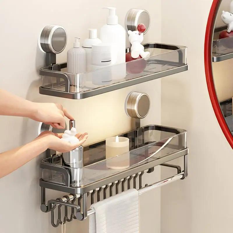 Shower Racks For Inside Shower Shower Caddy Organizer Large Capacity Holder Basket Tray Suction Cup With Hooks For Gym Dorm