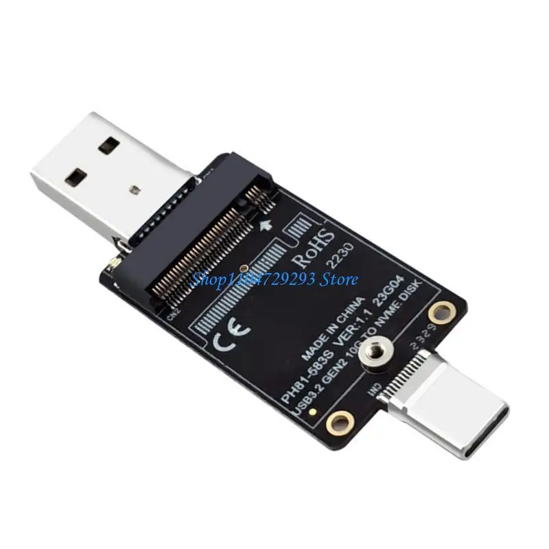 M.2 Disk Adapter With USB A And USB C Connection 10Gbps Fast For Computer