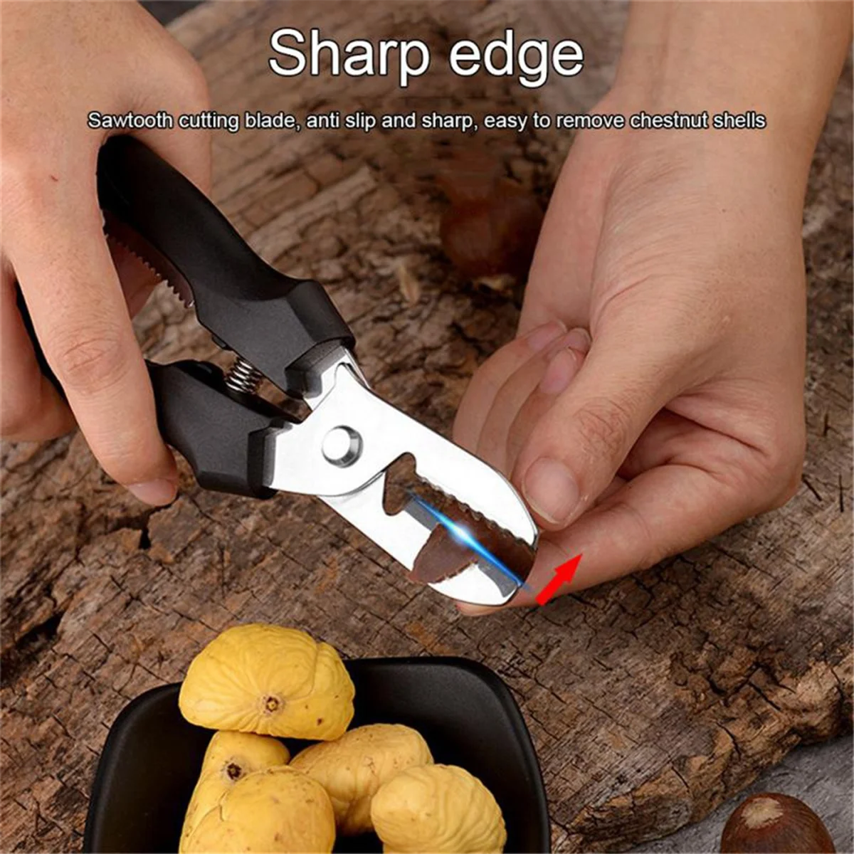 Multipurpose Chestnut Clip Easy to Clean Chestnut Kitchen Bar Supplies Chestnut Scissors with Lock Design Nut Tool,Brown image 5