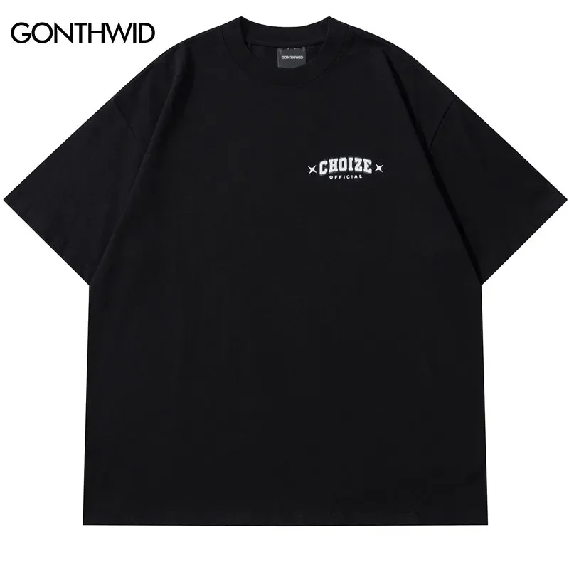 Men Streetwear Tshirt Letter Star Aesthetic Graphic T-Shirt Oversized Black Casual T Shirt 2023 Harajuku Hip Hop Tops Tee Cotton