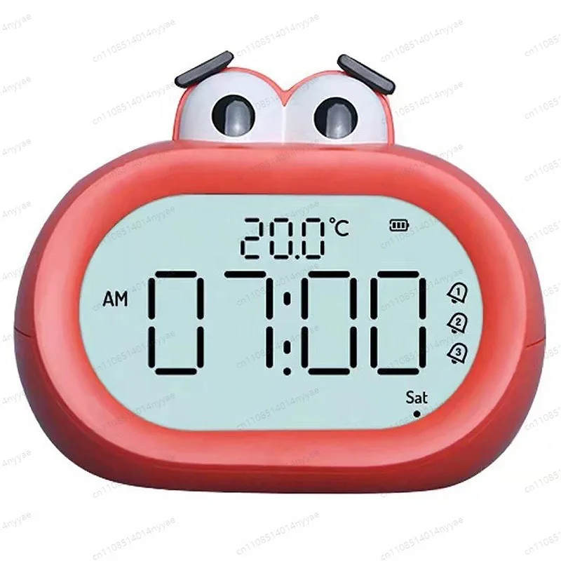 Cartoon LED Night Light Alarm Clock for Kids - Digital Desk Timer with Big Mouth Design, Cute Bedroom Decor & Study Timer
