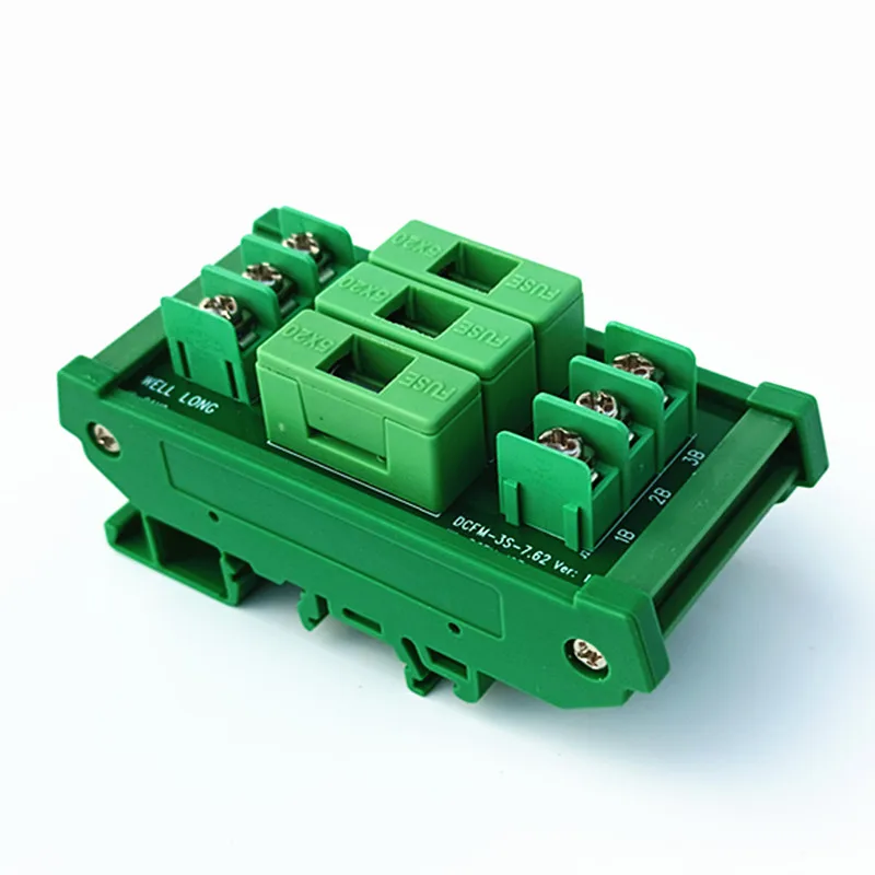 

DIN Rail Mount 3 Channel Fuse Interface Module, Fuse holder, For 5x20mm Tube Fuse.