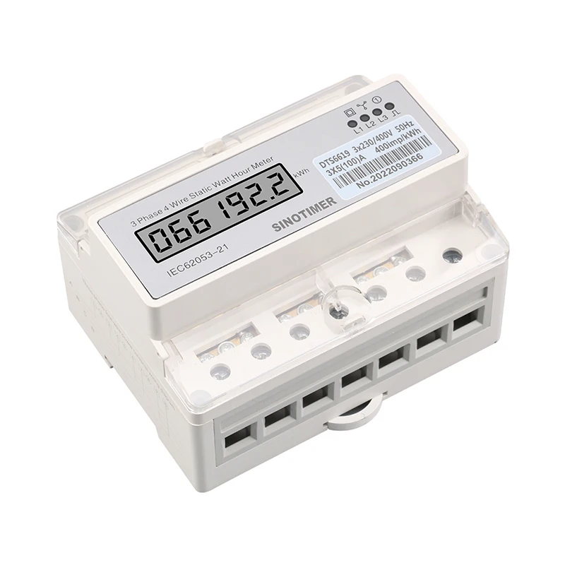 Din Rail Three Phase 4 Wires Electricity Meter Digital Wattmeter 220V Electric Consumption Meter KWH 100A 50HZ Watt Power Metre