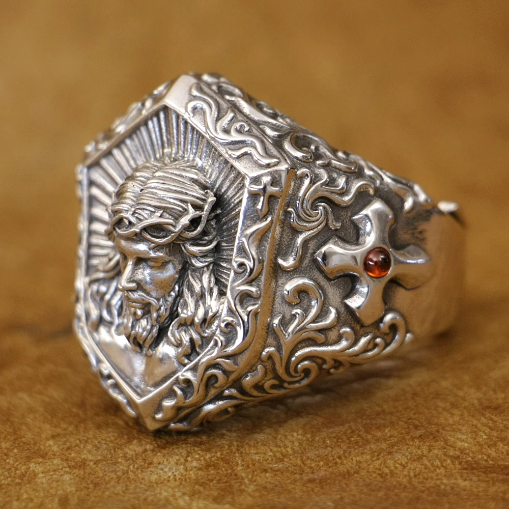 

Suffering Jesus Christ Biker Rock Ring 925 Sterling Silver Jewelry TA459 US Size 8~15