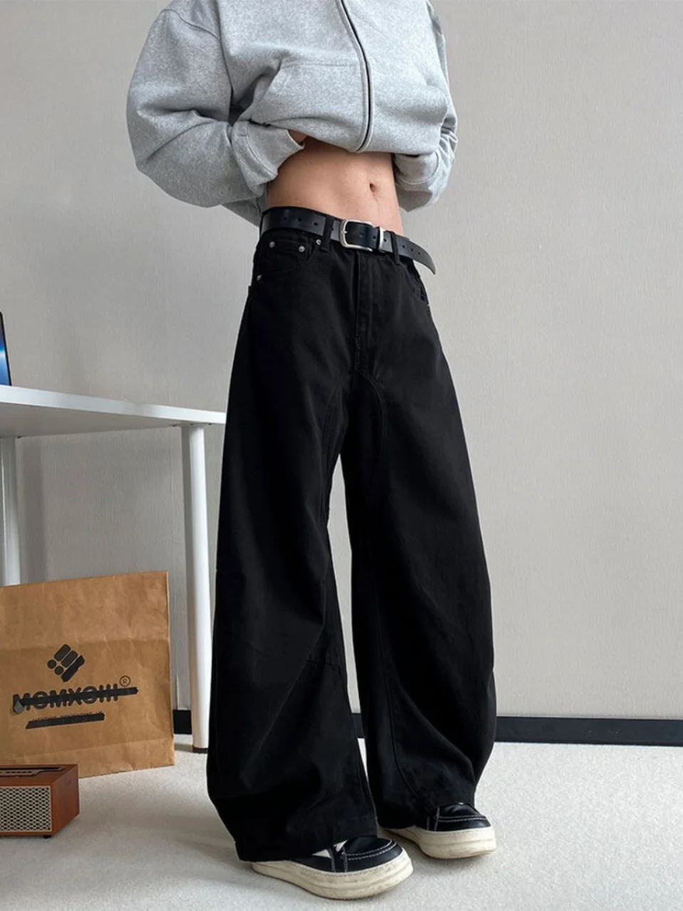 

American High Street Waed Wide Leg Straight Cut Casual Jeans Men Women Retro Street Trend Loose Loose Knife Denim