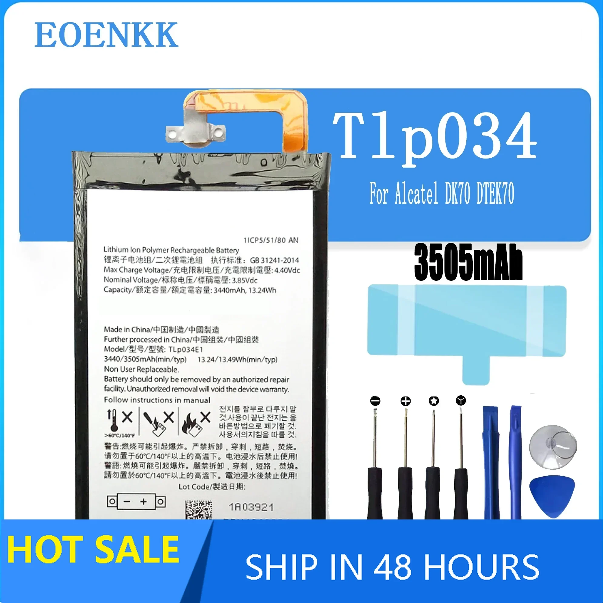 TLP034E1 Battery For BlackBerry Keyone KEY1 DK70 DTEK70 BAT-63108-003 Original Quality Mobile phone Batteries Bateria