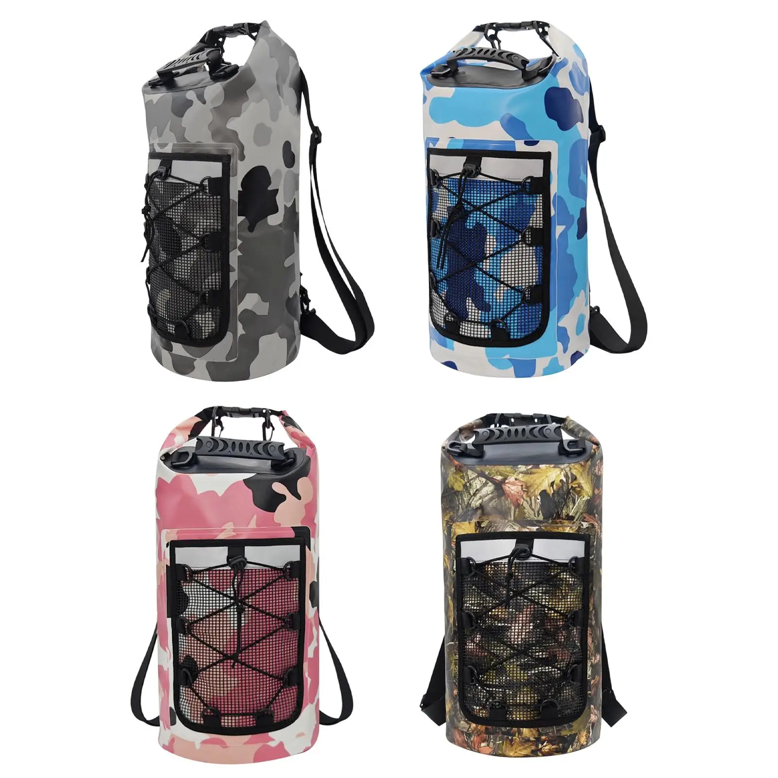 

Waterproof Dry Bag with Mesh Pocket, Lightweight, Storage Bag, Floating Backpack Versatile for Fishing Hiking Boating, Swimming