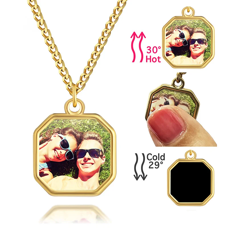 

DHQH Wholesale Customized Photo Necklace Hidden Personalized Picture Hot Activation Magic Octagonal Necklace Christmas Gift