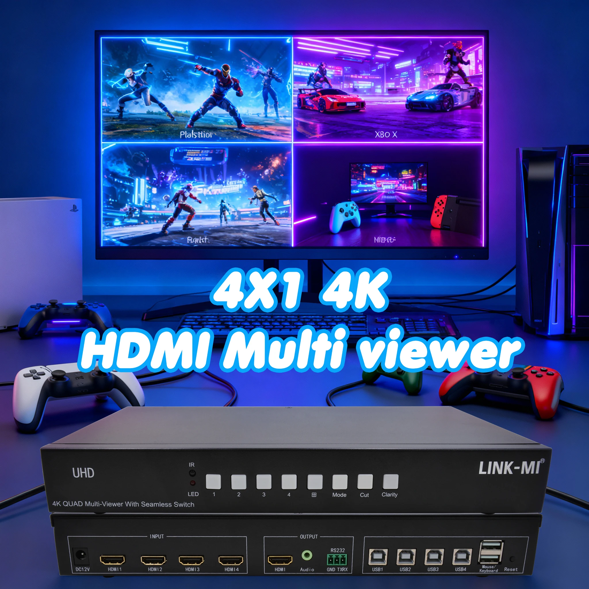 Kvm 4K 4X1 Hdmi Mul…
