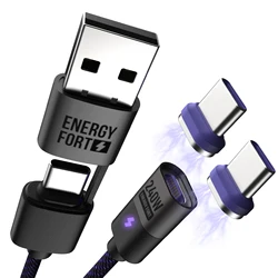 240W Magnetic Phone Charger Magnetic USB C Charging Cable 480Mbps Data Transfer Nylon Braided Cord for Type-C Micro USB iPhone