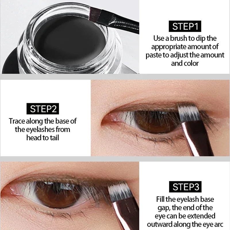 Heallor Make-up Eyeliner Creme schwarz natürlich braun Eyeliner wasserdicht langlebig seidig cremig schnell trocknend Eyeliner weich enlar