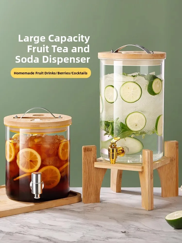 

Стеклянная бочка из высокопрочного боросиликатного стекла для Coca-Cola с краном, для фруктового чая, напитков, пива, с крышкой, оборудование для заваривания чая