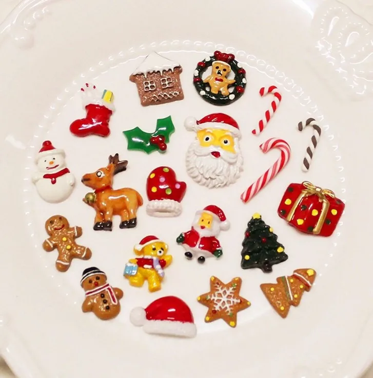 

40pcs Christmas Resin Accessories Diy Jewelry Pendants Handmade Mini Ornaments For Craft Supplies Decoration Mobile Phone Case
