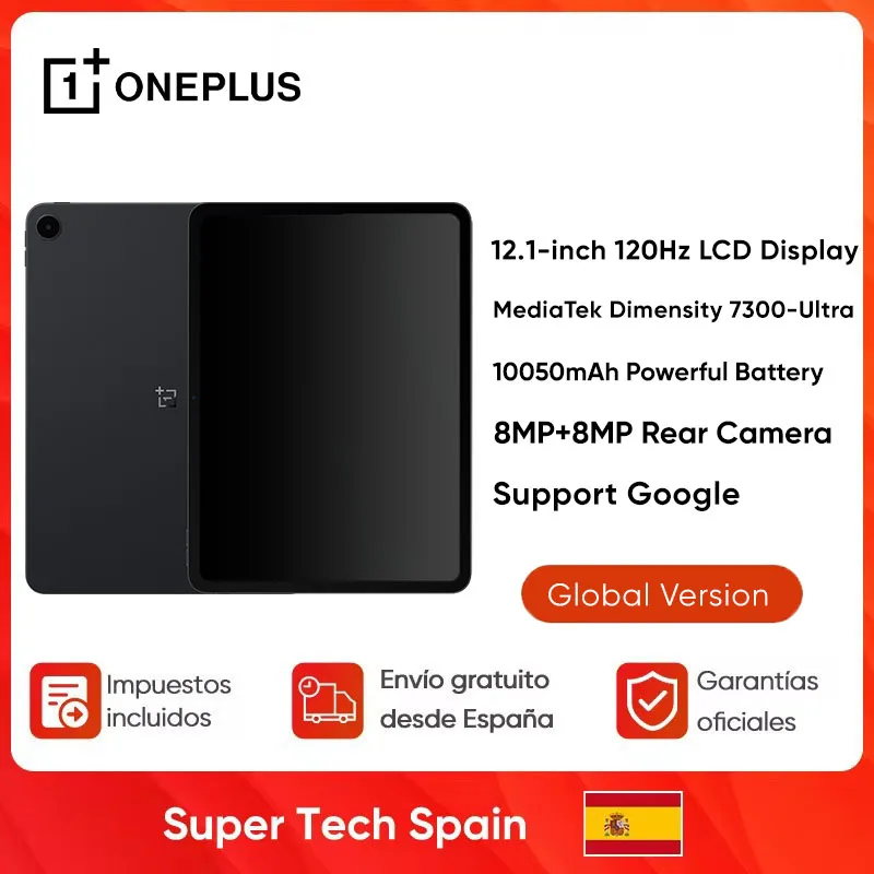 Version Globale Oneplus Pad Go 2 Tablette 12,1 Pouces �cran 2,8K 120Hz 10050mAh 5G Dolby Atmos OxygenOS 16 Wi-Fi 6 Bluetooth 5.4
