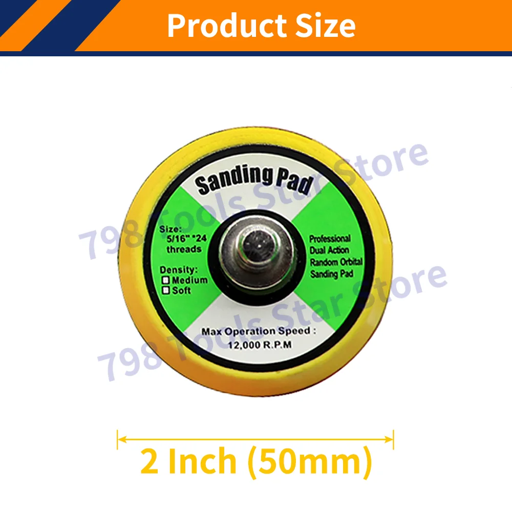3PCS 2 Inch Dual-Action Hook & Loop Backing Plate with 5/16"-24 Threads Sanding Pads for Dual Action Orbital Sanders / Polisher