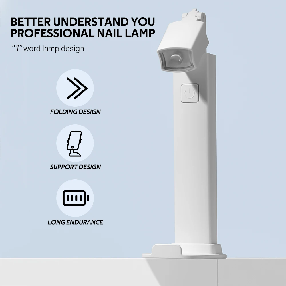 โคมไฟยูวี LED 3W ขนาดเล็กพับได้สำหรับเล็บชาร์จไฟได้อย่างรวดเร็วยาทาเล็บเจลทั้งหมด peralatan Seni Kuku มืออาชีพ