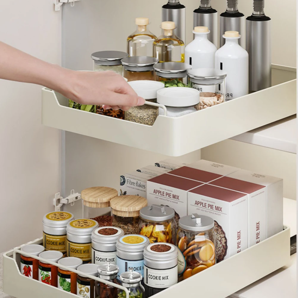 Pull Out Cabinet Organizer Fixed With Damping Guide Noiseless Slide Out Pantry Shelves, Heavy Duty Sliding Drawer Pantry Shelf F