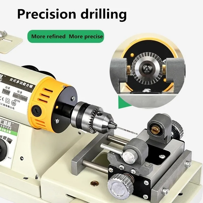 220V 750W 5 IN 1 Multifunctional Desktop Polishing Machine Jade Carving Grinding Cutting Machine Round Bead Punching Machine