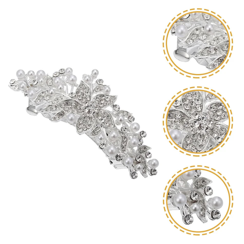 

Rhinestone Pearl Hairpin Flower Decor Women Headdress Elegant Party Wedding Accessory Flower Hair Clip Pearl Hairpin