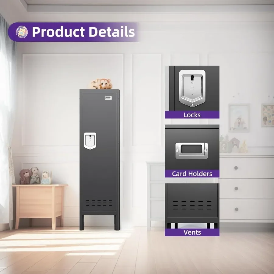 خزانة معدنية لتخزين المكاتب المنزلية وخزانة فولاذية قابلة للقفل مع باب 54 ارتفاع متعدد الأغراض للمنزل والمكتب والصالة الرياضية والمدرسة #6