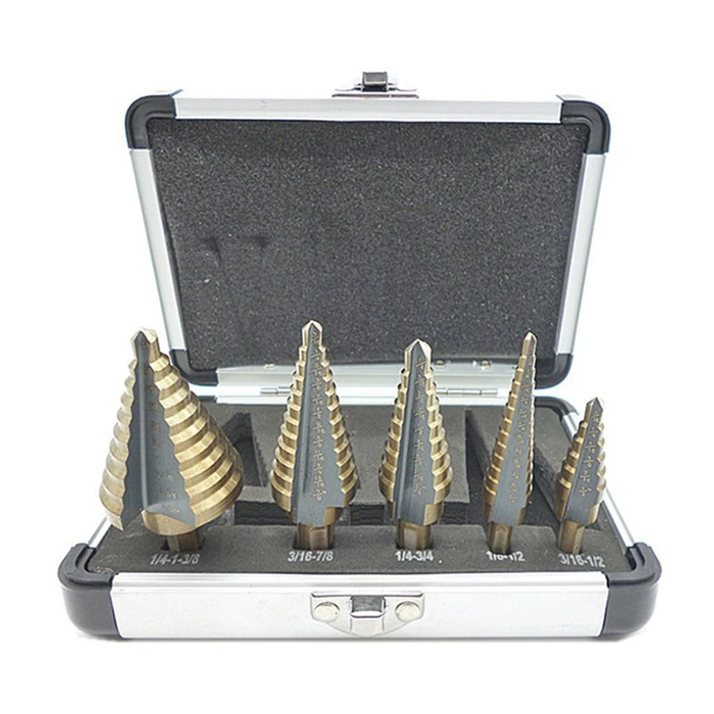 5 pcsステップドリルセットHssコバルト多孔質50サイズコバルトチタンテーパ硬質合金ドリル穿孔工具